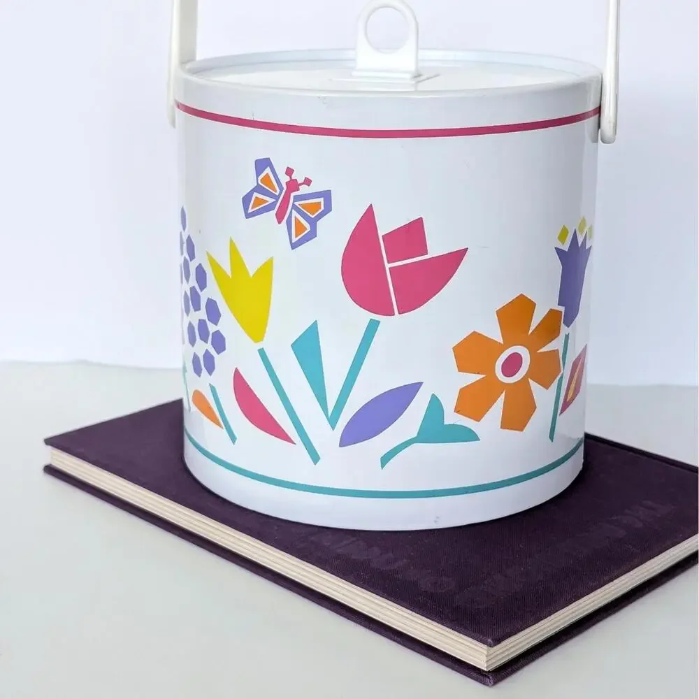 1980s Vintage Floral Ice Bucket